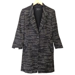 Lafayette 148 New York Orion Long Jacket Tweed Black white, size 4